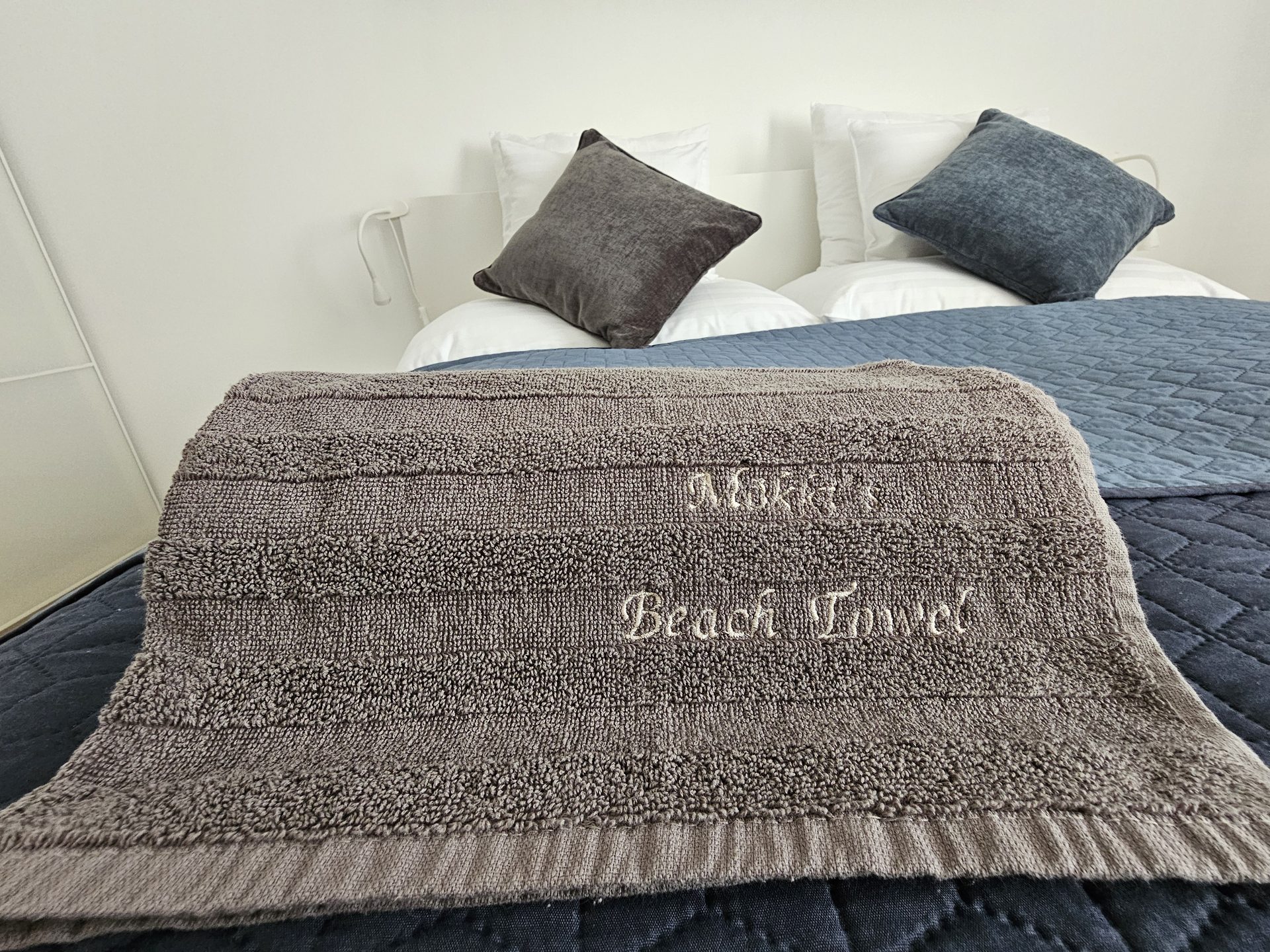 Beach towels prepared for guests